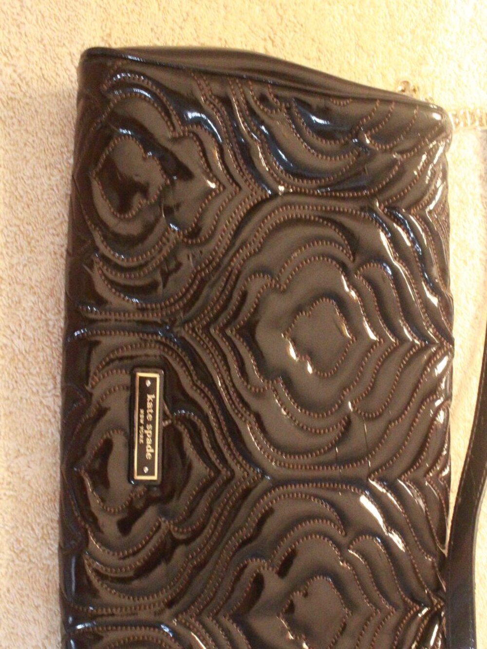 Kate Spade Black Patent Embossed Shoulder Bag